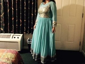 Lang maxi dress light blue four way struchi net.